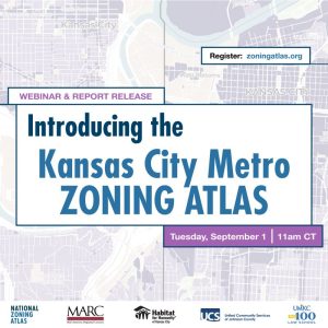 Promotional image for Introducing the Kansas City Metro Zoning Atlas with the Tues. Sept. 1 date and partner logos.